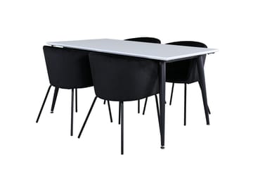 Rektangulär matgrupp Venture Home Svart Vit 4st - Møbler - Bord - Spisegrupper