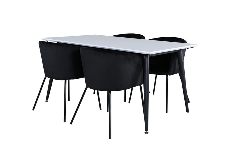 Rektangulär matgrupp Venture Home Svart Vit 4st - Møbler - Bord - Spisegrupper