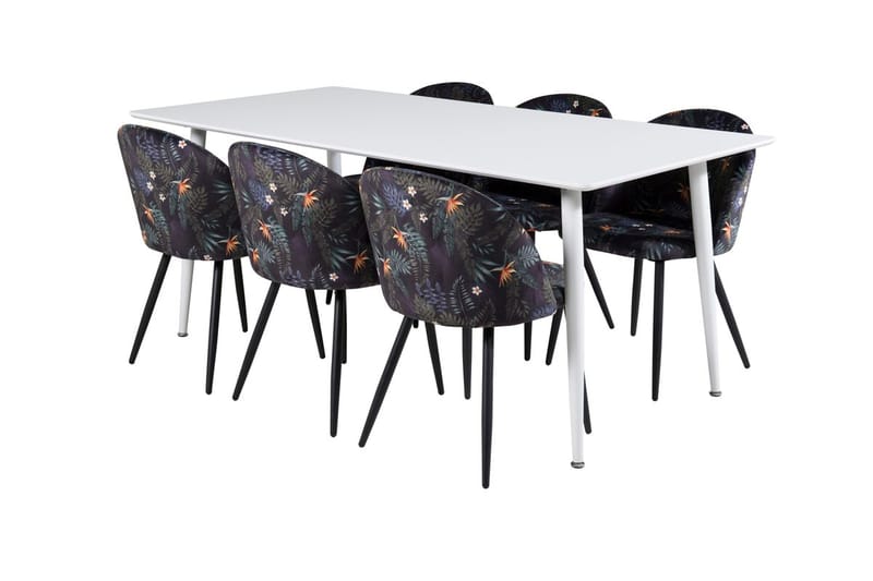 Rektangulär matgrupp Venture Home Svart Vit 6st - Møbler - Bord - Spisegrupper