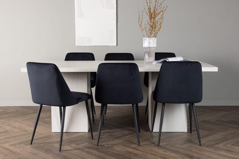 Rektangulär matgrupp Venture Home Svart Vit 6st
