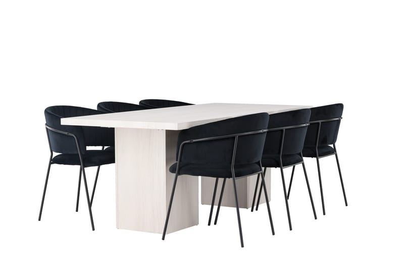 Rektangulär matgrupp Venture Home Svart Vit 6st - Møbler - Bord - Spisegrupper