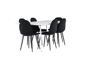 Rektangulär matgrupp Venture Home Svart Vit 6st - Møbler - Bord - Spisegrupper