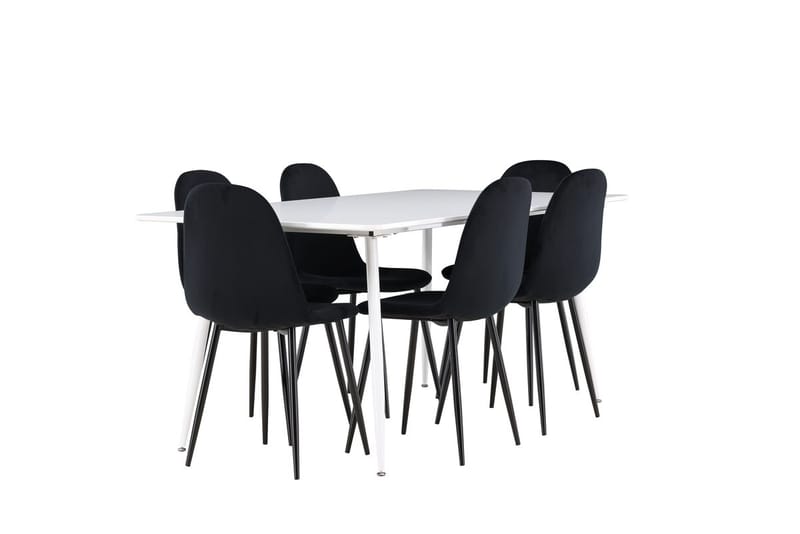 Rektangulär matgrupp Venture Home Svart Vit 6st - Møbler - Bord - Spisegrupper