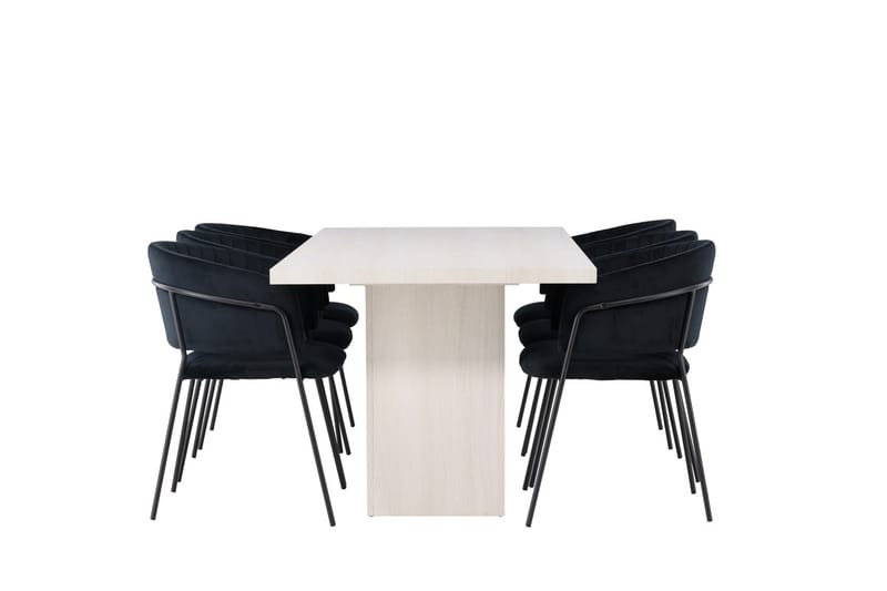 Rektangulär matgrupp Venture Home Svart Vit 6st - Møbler - Bord - Spisegrupper