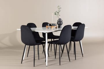 Rektangulär matgrupp Venture Home Svart Vit 6st - Møbler - Bord - Spisegrupper