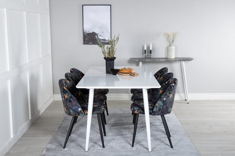 Rektangulär matgrupp Venture Home Svart Vit 6st - Møbler - Bord - Spisegrupper