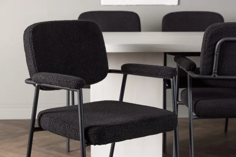 Rektangulär matgrupp Venture Home Svart Vit 6st - Møbler - Bord - Spisegrupper