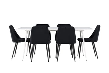 Rektangulär matgrupp Venture Home Svart Vit 6st - Møbler - Bord - Spisegrupper