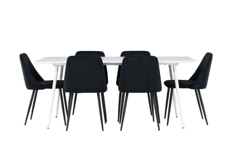 Rektangulär matgrupp Venture Home Svart Vit 6st - Møbler - Bord - Spisegrupper