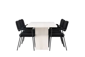 Rektangulär matgrupp Venture Home Svart Vit 6st - Møbler - Bord - Spisegrupper