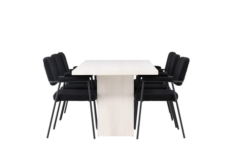 Rektangulär matgrupp Venture Home Svart Vit 6st - Møbler - Bord - Spisegrupper