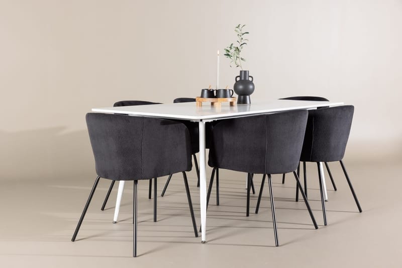 Rektangulär matgrupp Venture Home Svart Vit 6st