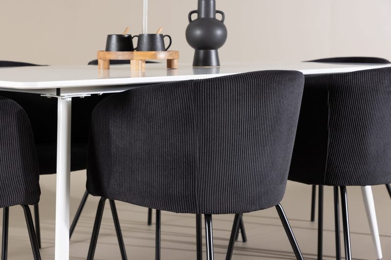 Rektangulär matgrupp Venture Home Svart Vit 6st - Møbler - Bord - Spisegrupper
