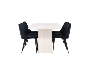 Rektangulär matgrupp Venture Home Svart Vit 6st - Møbler - Bord - Spisegrupper