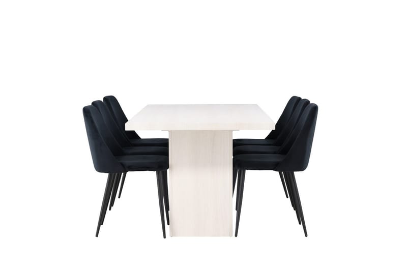 Rektangulär matgrupp Venture Home Svart Vit 6st - Møbler - Bord - Spisegrupper