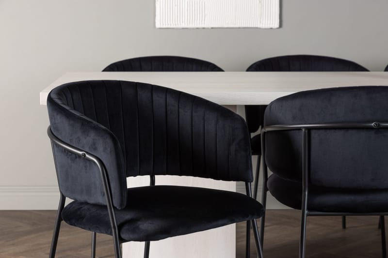 Rektangulär matgrupp Venture Home Svart Vit 6st - Møbler - Bord - Spisegrupper