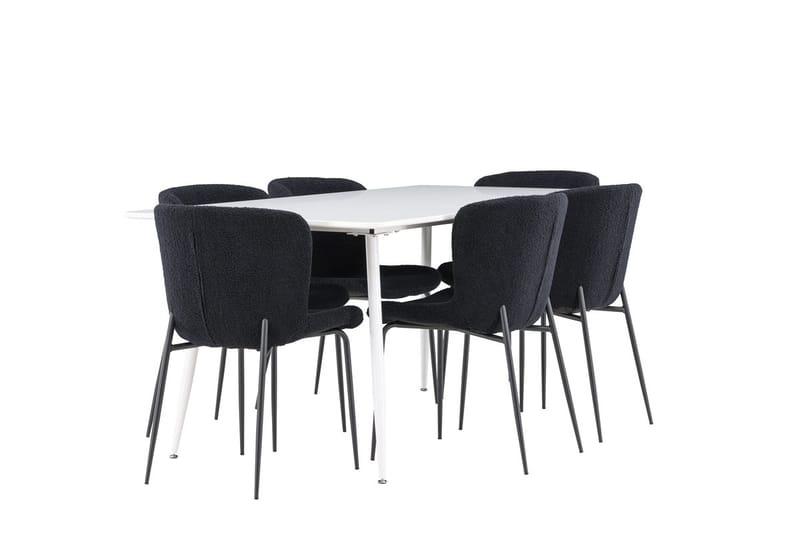 Rektangulär matgrupp Venture Home Svart Vit 6st - Møbler - Bord - Spisegrupper