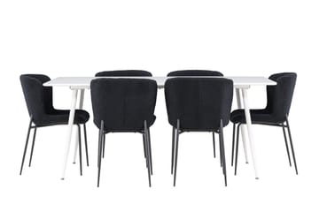 Rektangulär matgrupp Venture Home Svart Vit 6st - Møbler - Bord - Spisegrupper