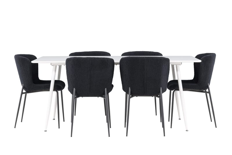 Rektangulär matgrupp Venture Home Svart Vit 6st - Møbler - Bord - Spisegrupper