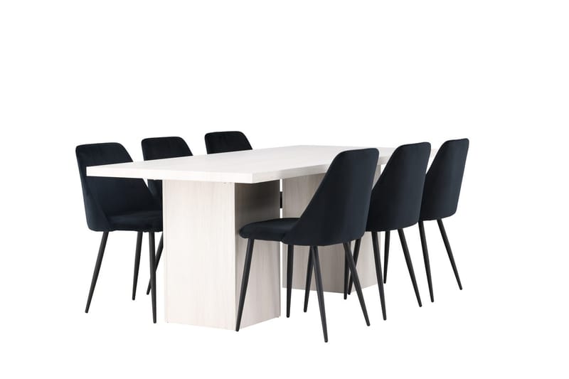 Rektangulär matgrupp Venture Home Svart Vit 6st - Møbler - Bord - Spisegrupper