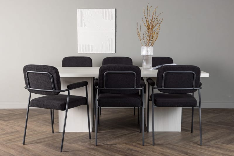 Rektangulär matgrupp Venture Home Svart Vit 6st