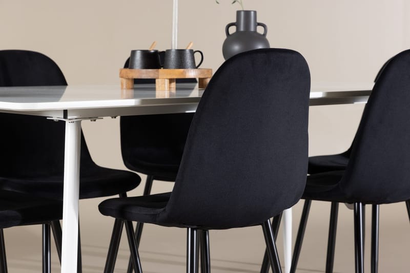 Rektangulär matgrupp Venture Home Svart Vit 6st - Møbler - Bord - Spisegrupper