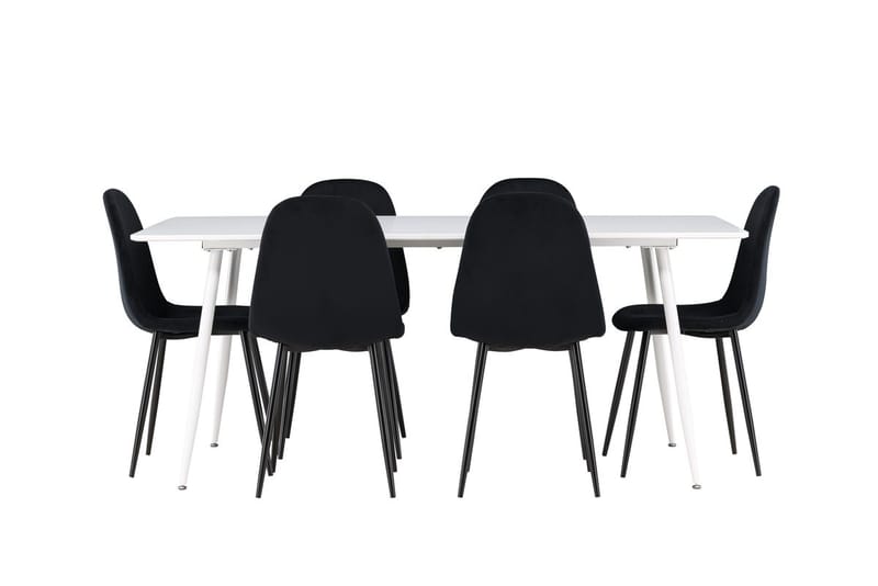 Rektangulär matgrupp Venture Home Svart Vit 6st - Møbler - Bord - Spisegrupper
