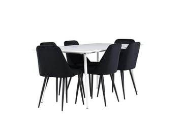 Rektangulär matgrupp Venture Home Svart Vit 6st - Møbler - Bord - Spisegrupper