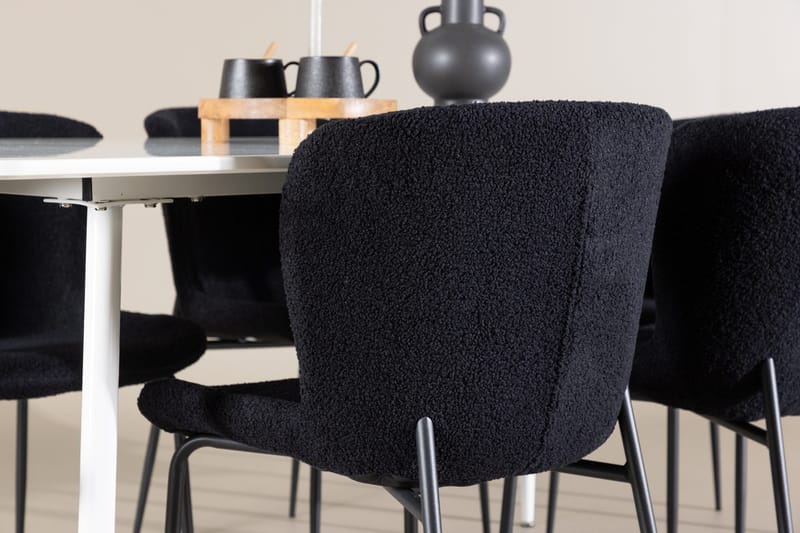 Rektangulär matgrupp Venture Home Svart Vit 6st - Møbler - Bord - Spisegrupper