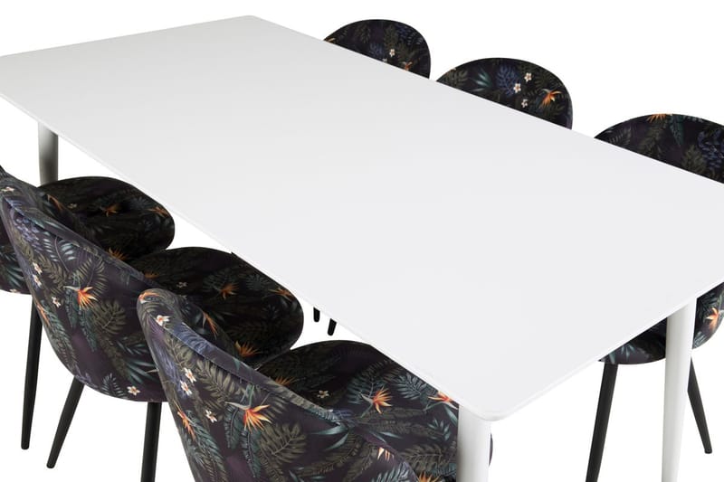 Rektangulär matgrupp Venture Home Svart Vit 6st - Møbler - Bord - Spisegrupper