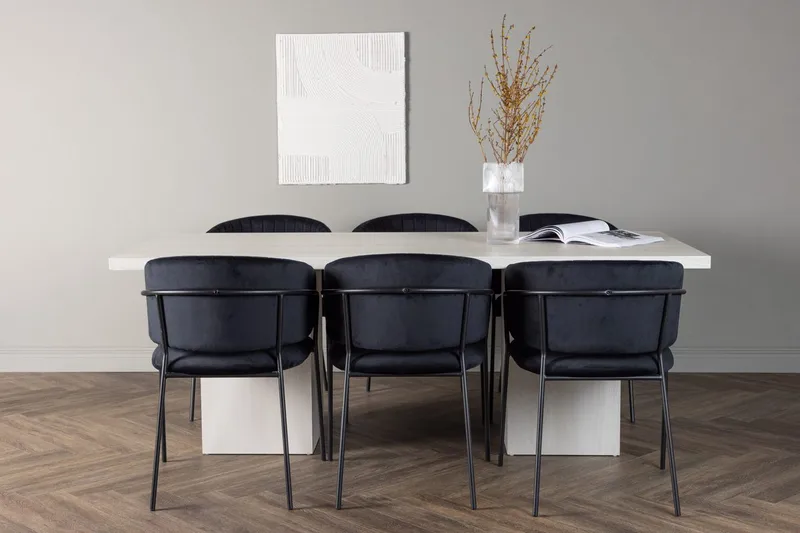 Rektangulär matgrupp Venture Home Svart Vit 6st