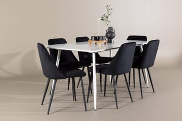 Rektangulär matgrupp Venture Home Svart Vit 6st - Møbler - Bord - Spisegrupper