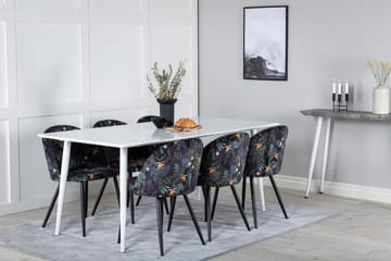 Rektangulär matgrupp Venture Home Svart Vit 6st - Møbler - Bord - Spisegrupper