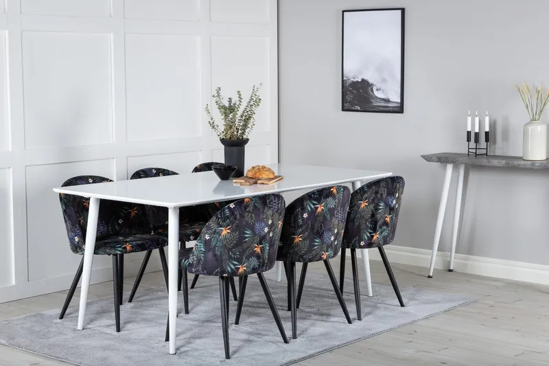 Rektangulär matgrupp Venture Home Svart Vit 6st