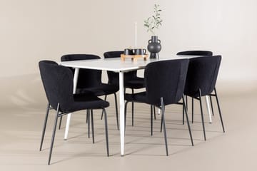 Rektangulär matgrupp Venture Home Svart Vit 6st - Møbler - Bord - Spisegrupper