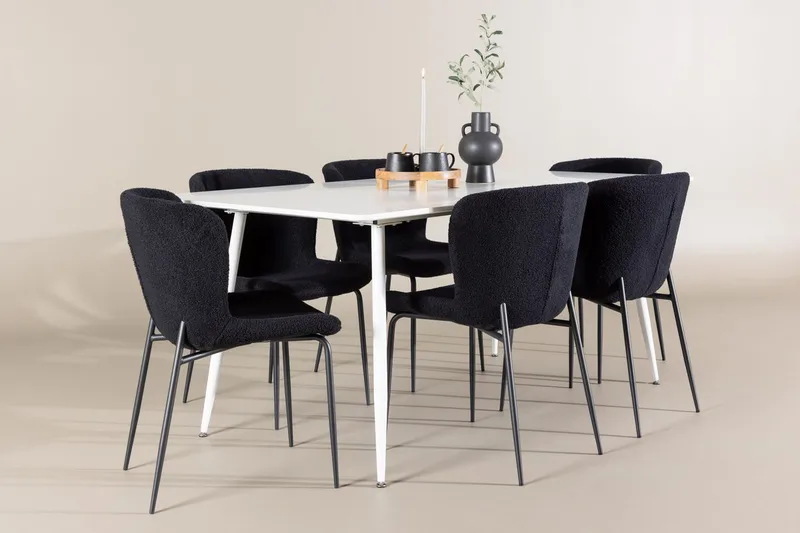 Rektangulär matgrupp Venture Home Svart Vit 6st