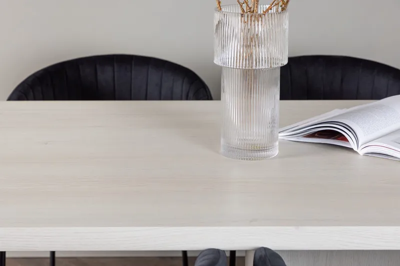 Rektangulär matgrupp Venture Home Svart Vit 6st - Møbler - Bord - Spisegrupper