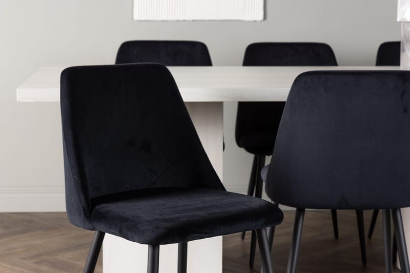 Rektangulär matgrupp Venture Home Svart Vit 6st - Møbler - Bord - Spisegrupper
