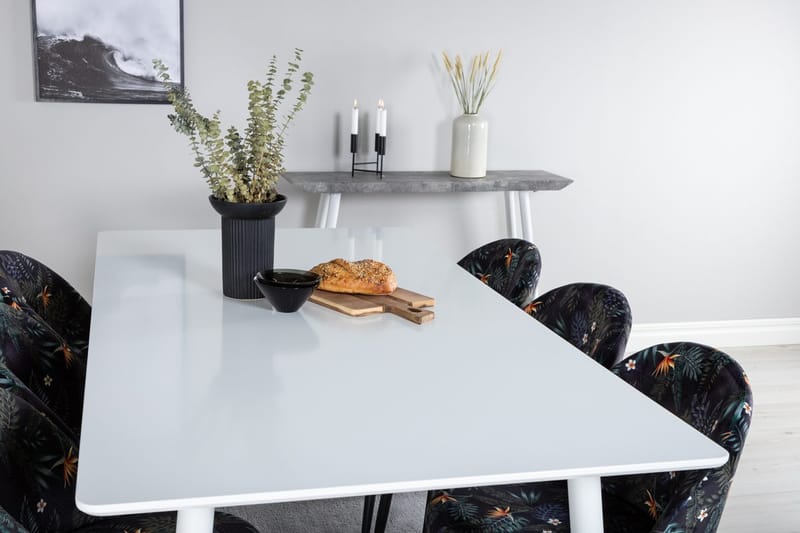 Rektangulär matgrupp Venture Home Svart Vit 6st - Møbler - Bord - Spisegrupper