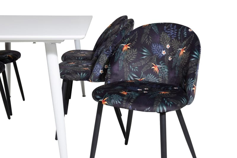 Rektangulär matgrupp Venture Home Svart Vit 6st - Møbler - Bord - Spisegrupper