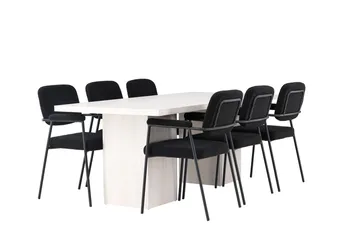 Rektangulär matgrupp Venture Home Svart Vit 6st - Møbler - Bord - Spisegrupper