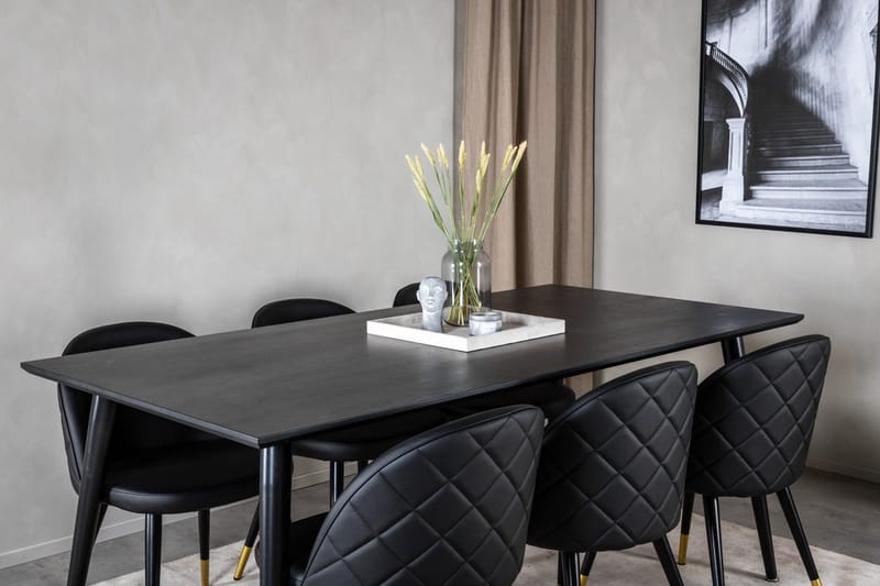 Rektangulär matgrupp Venture Home Svart - Møbler - Bord - Spisegrupper