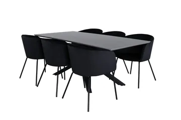 Rektangulär matgrupp Venture Home Svart - Møbler - Bord - Spisegrupper