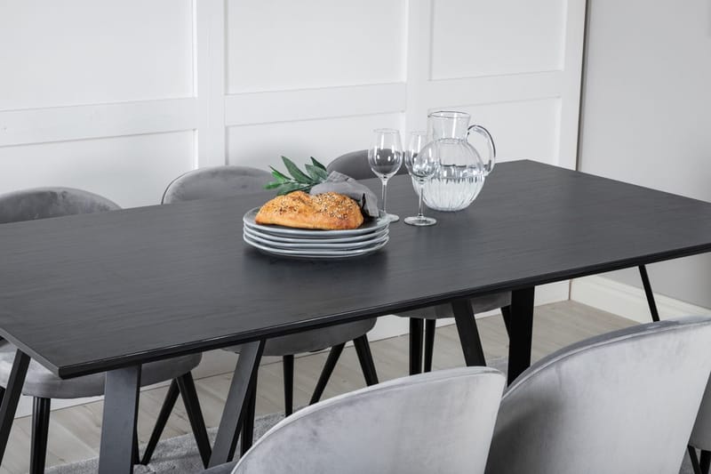 Rektangulär matgrupp Venture Home Svart - Møbler - Bord - Spisegrupper