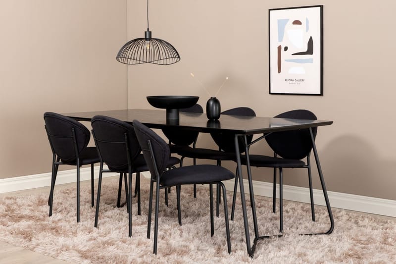 Rektangulär matgrupp Venture Home Svart - Møbler - Bord - Spisegrupper