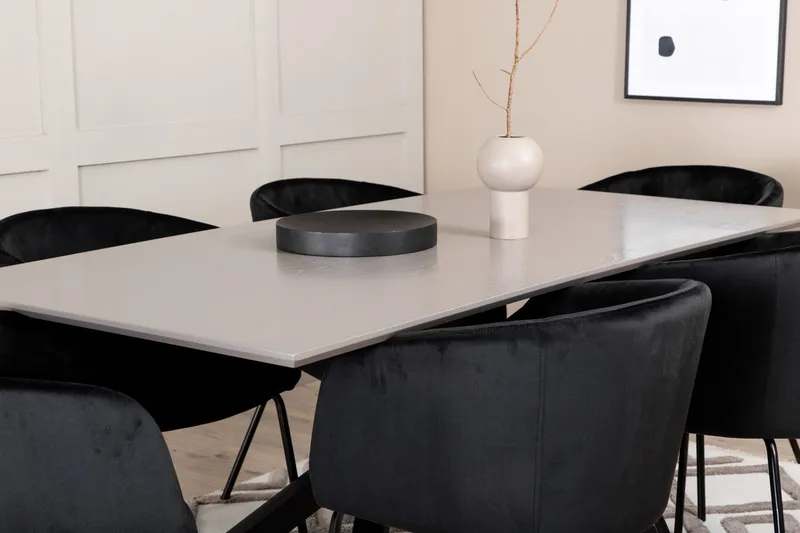 Rektangulär matgrupp Venture Home Svart - Møbler - Bord - Spisegrupper