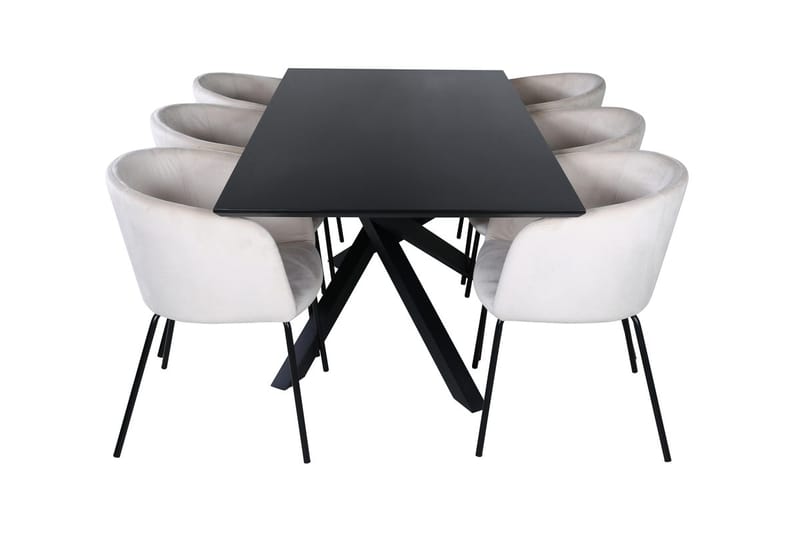 Rektangulär matgrupp Venture Home Svart - Møbler - Bord - Spisegrupper