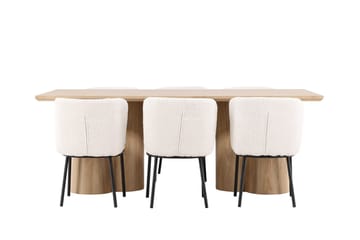 Rektangulär matgrupp Venture Home Vit Beige 6st - Møbler - Bord - Spisegrupper