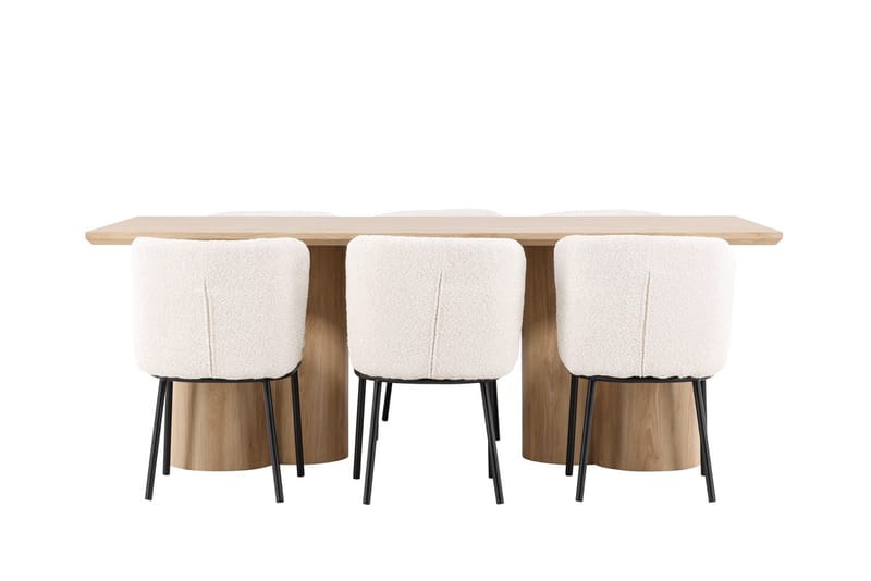 Rektangulär matgrupp Venture Home Vit Beige 6st - Møbler - Bord - Spisegrupper