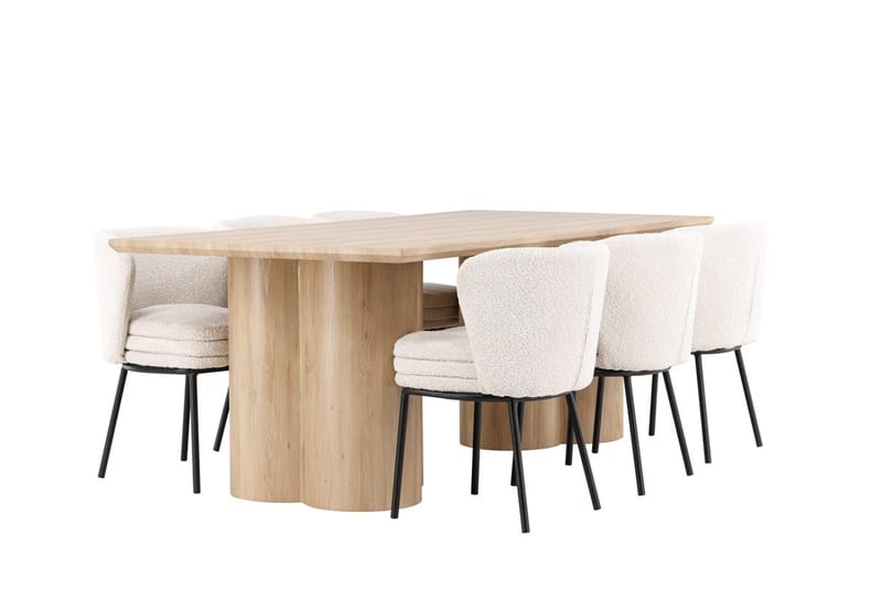 Rektangulär matgrupp Venture Home Vit Beige 6st - Møbler - Bord - Spisegrupper